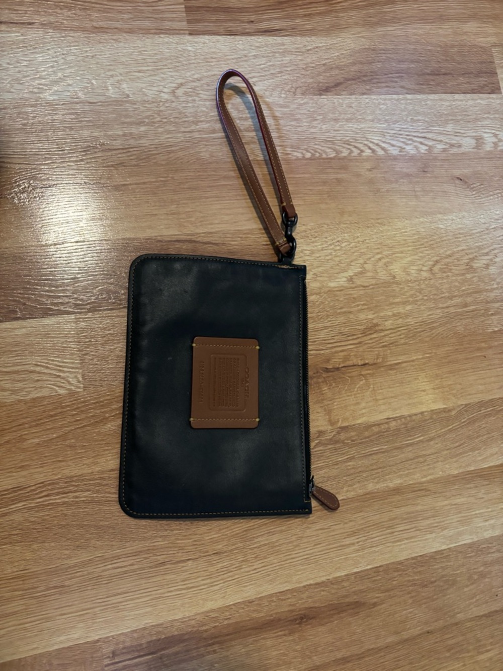 Coach Black and Brown Leather Wristlet Toiletry Pouch